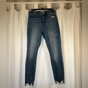 LOFT curvy skinny chewed hem jeans
